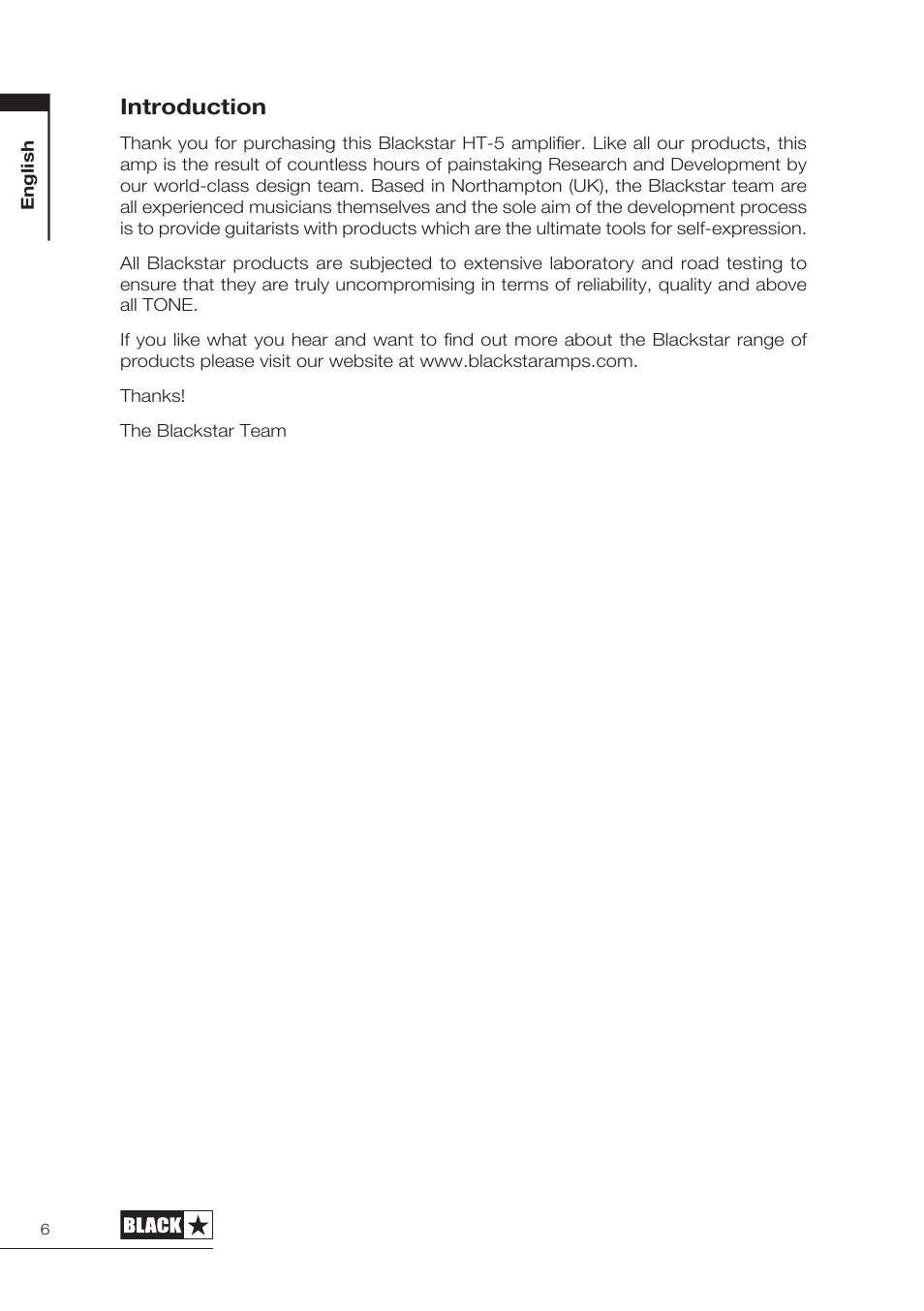 Introduction | Blackstar HT-5210 User Manual | Page 7 / 60