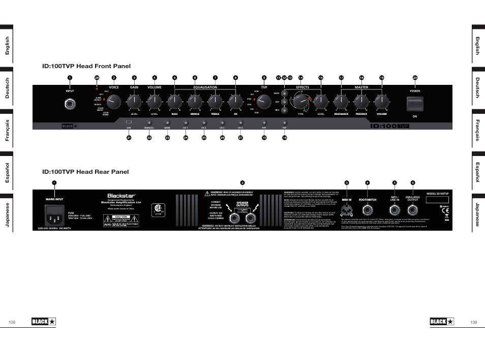 English, Deutsch français español japanese english, Français deutsch japanese español | Blackstar ID:60TVP User Manual | Page 55 / 57