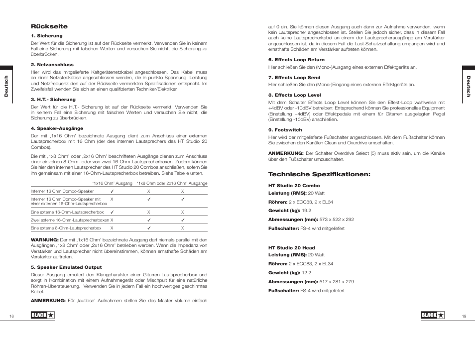 Blackstar HT Studio 20 Combo User Manual | Page 10 / 24