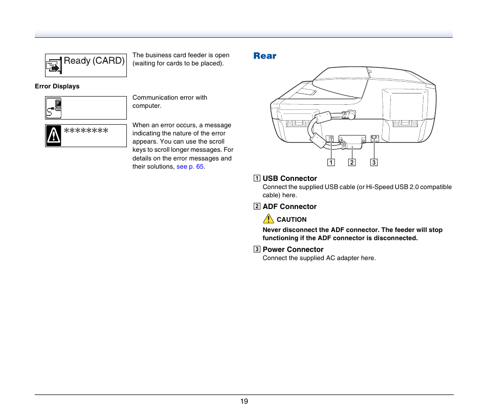 Rear | Canon IMAGEFORMULA DR-2020U User Manual | Page 19 / 77