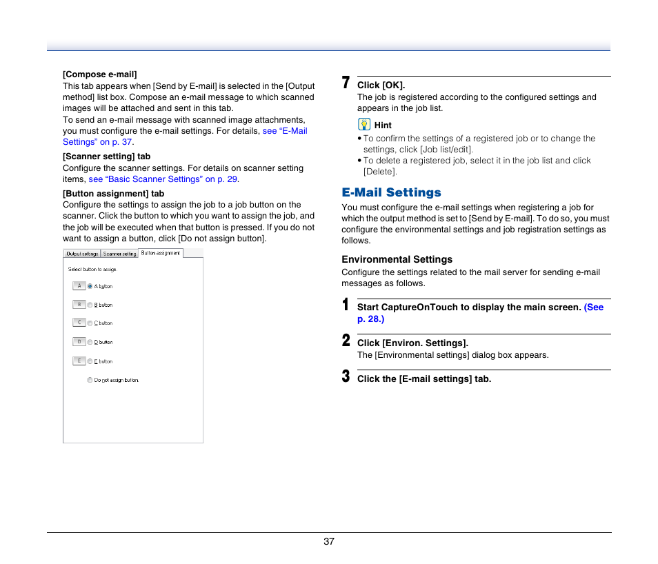 E-mail settings | Canon IMAGEFORMULA DR-2020U User Manual | Page 37 / 77