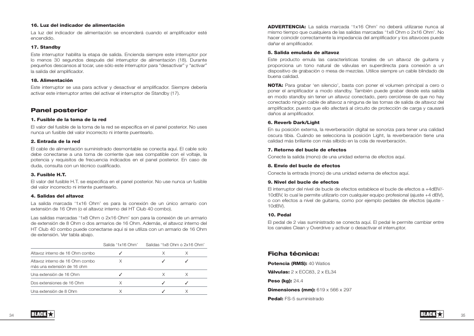 Blackstar HT Club 40 Combo User Manual | Page 18 / 25