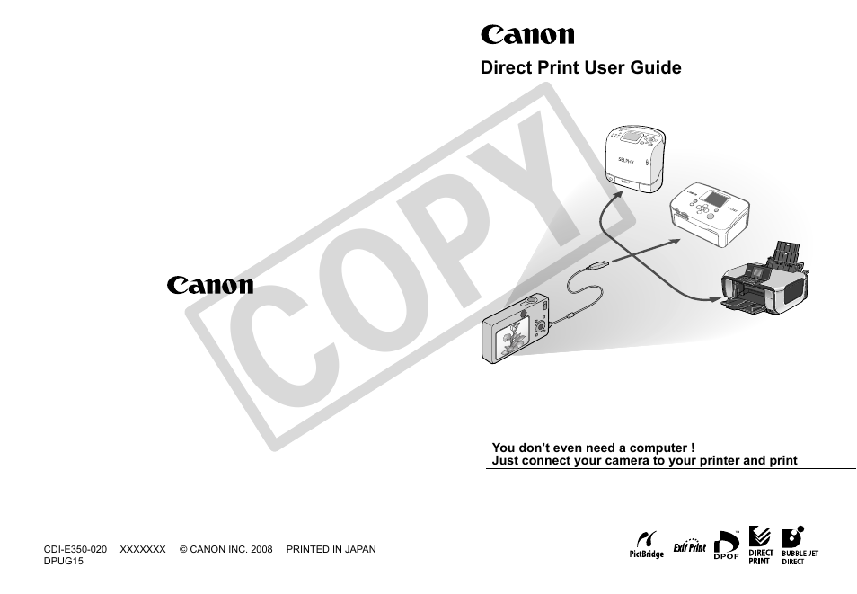 Canon DIRECT PRINT CDI-E350-020 User Manual | 82 pages