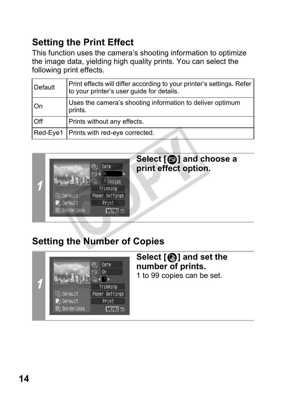 P. 14), Cop y | Canon DIRECT PRINT CDI-E350-020 User Manual | Page 16 / 82