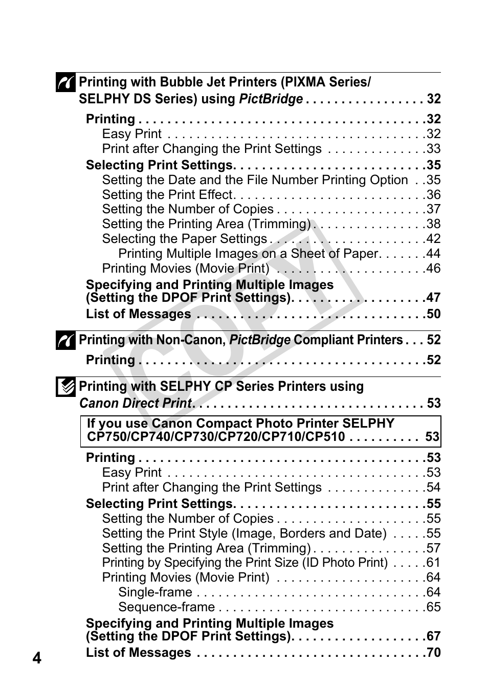 C op y | Canon DIRECT PRINT CDI-E350-020 User Manual | Page 6 / 82