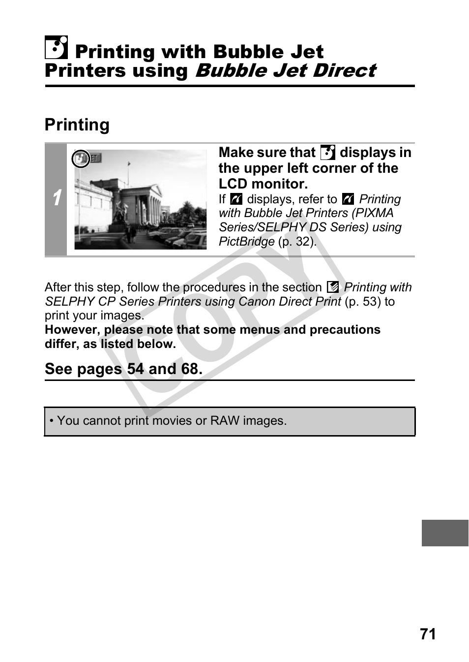 Printing, Printing with, C op y | Canon DIRECT PRINT CDI-E350-020 User Manual | Page 73 / 82