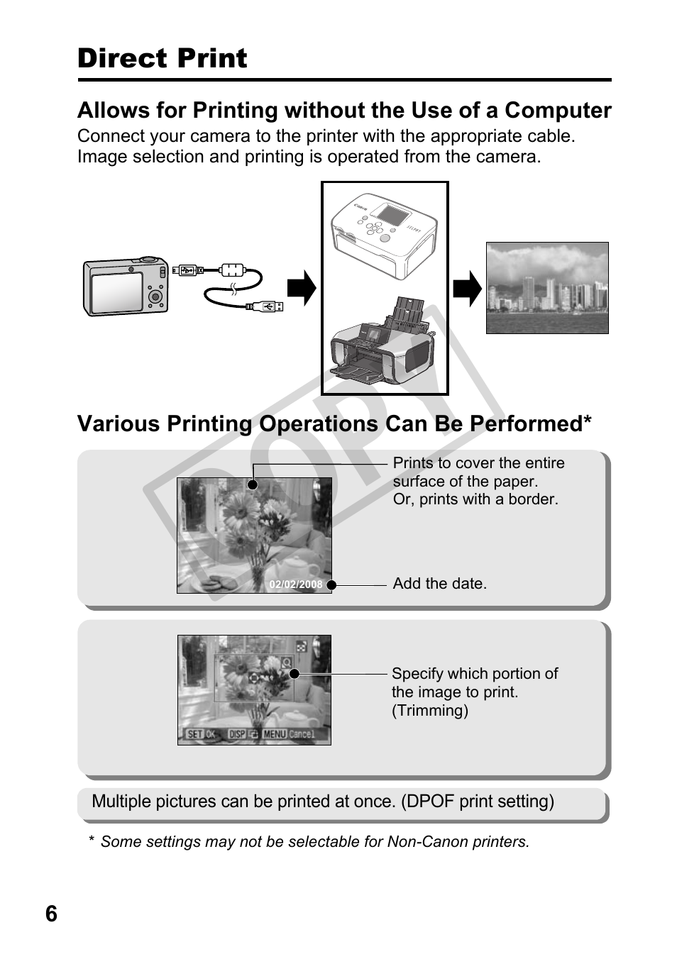 Direct print, Cop y | Canon DIRECT PRINT CDI-E350-020 User Manual | Page 8 / 82