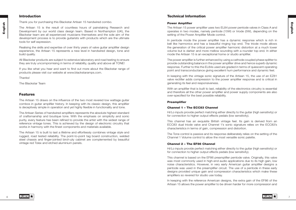 Blackstar Artisan 15 User Manual | Page 4 / 29