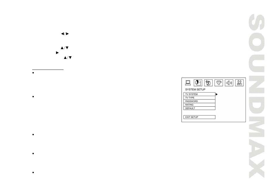 System setup menu | SoundMax SM-CMD3005 User Manual | Page 25 / 67