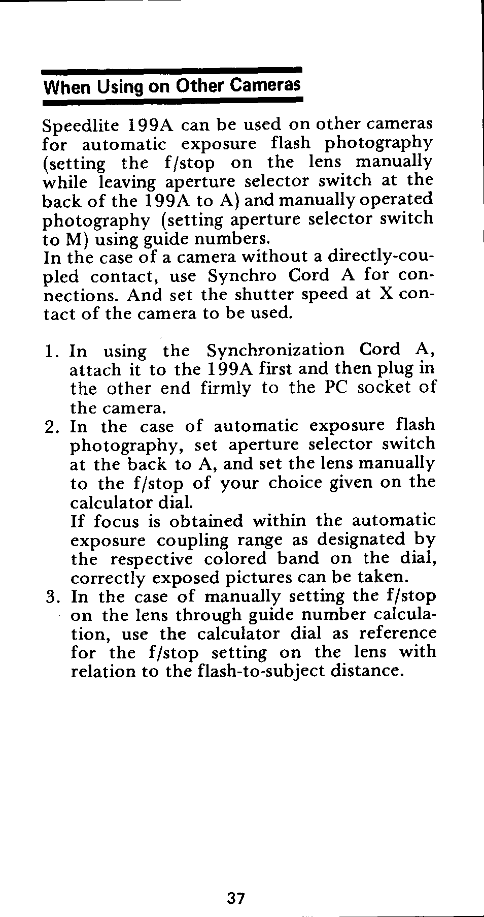 When using on other cameras | Canon 199 A User Manual | Page 37 / 38