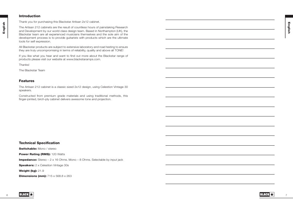 Blackstar Artisan 212 Cabinet User Manual | Page 4 / 13
