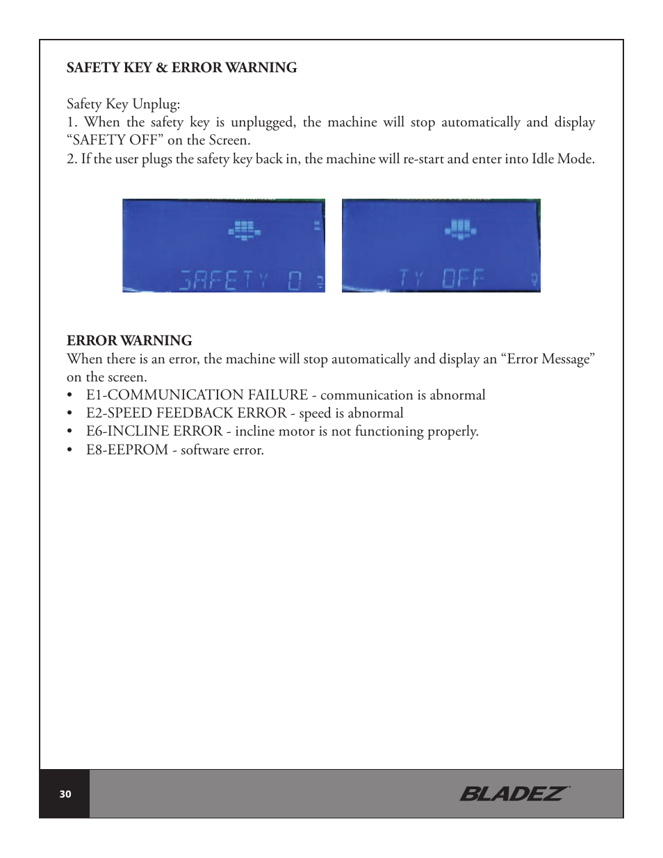 Bladez Fitness T300i Treadmill User Manual | Page 30 / 34