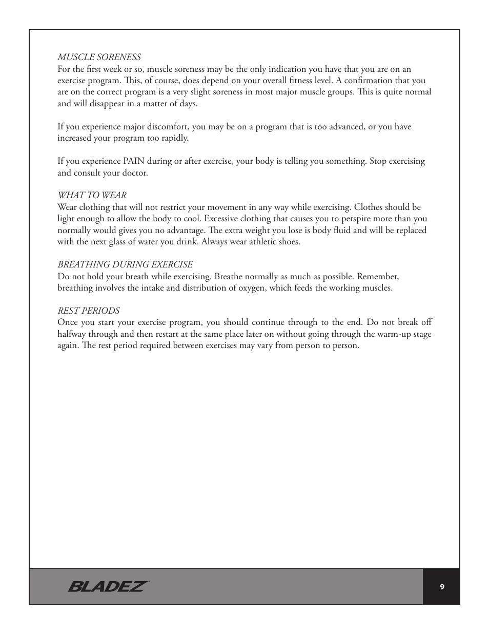 Bladez Fitness T300i Treadmill User Manual | Page 9 / 34