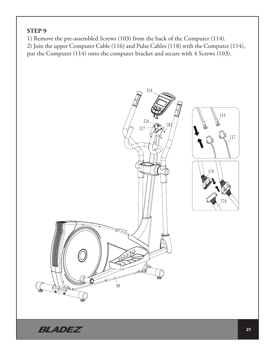 Bladez Fitness E500 Elliptical User Manual | Page 21 / 37