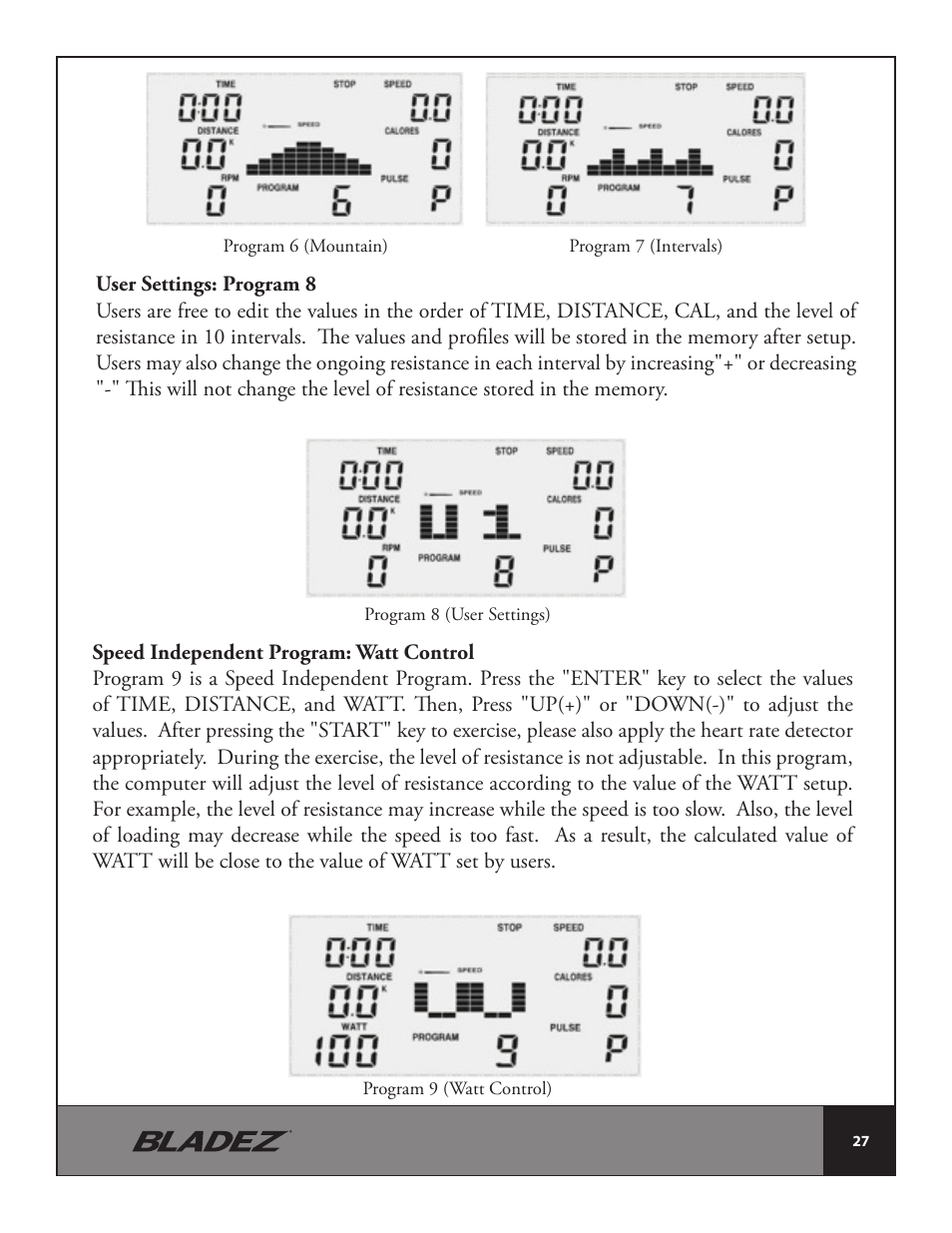 Bladez Fitness E500 Elliptical User Manual | Page 27 / 37