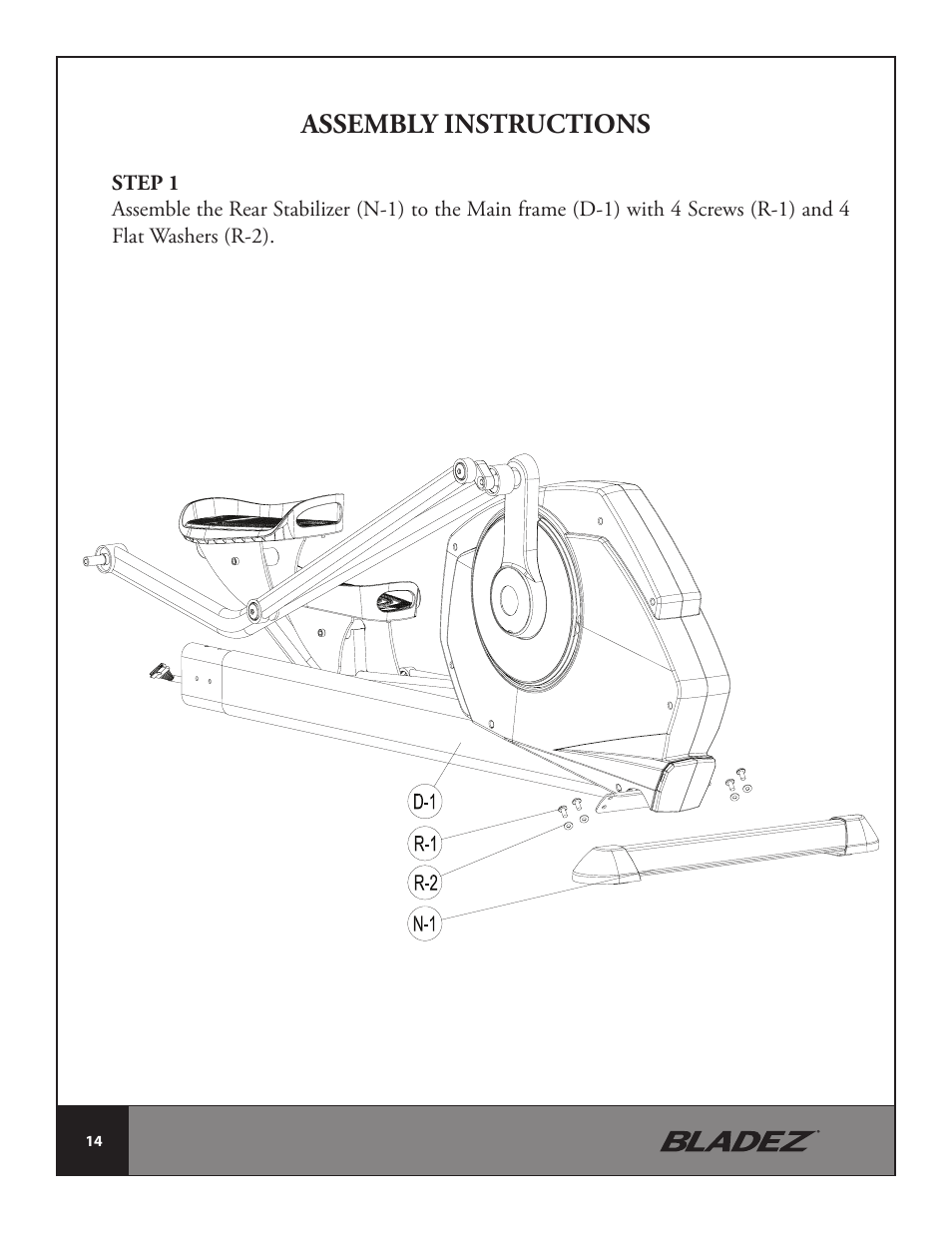 Assembly instructions | Bladez Fitness E700i Elliptical User Manual | Page 14 / 30