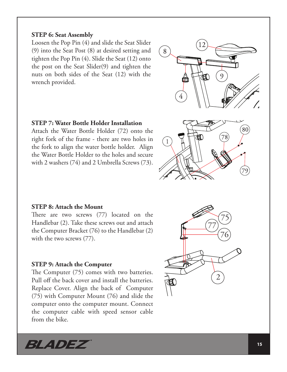 Bladez Fitness Fusion GS Indoor Cycle User Manual | Page 15 / 22