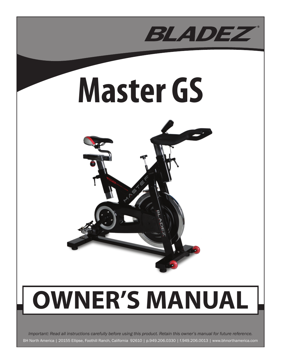 Bladez Fitness Master GS Indoor Cycle User Manual | 24 pages