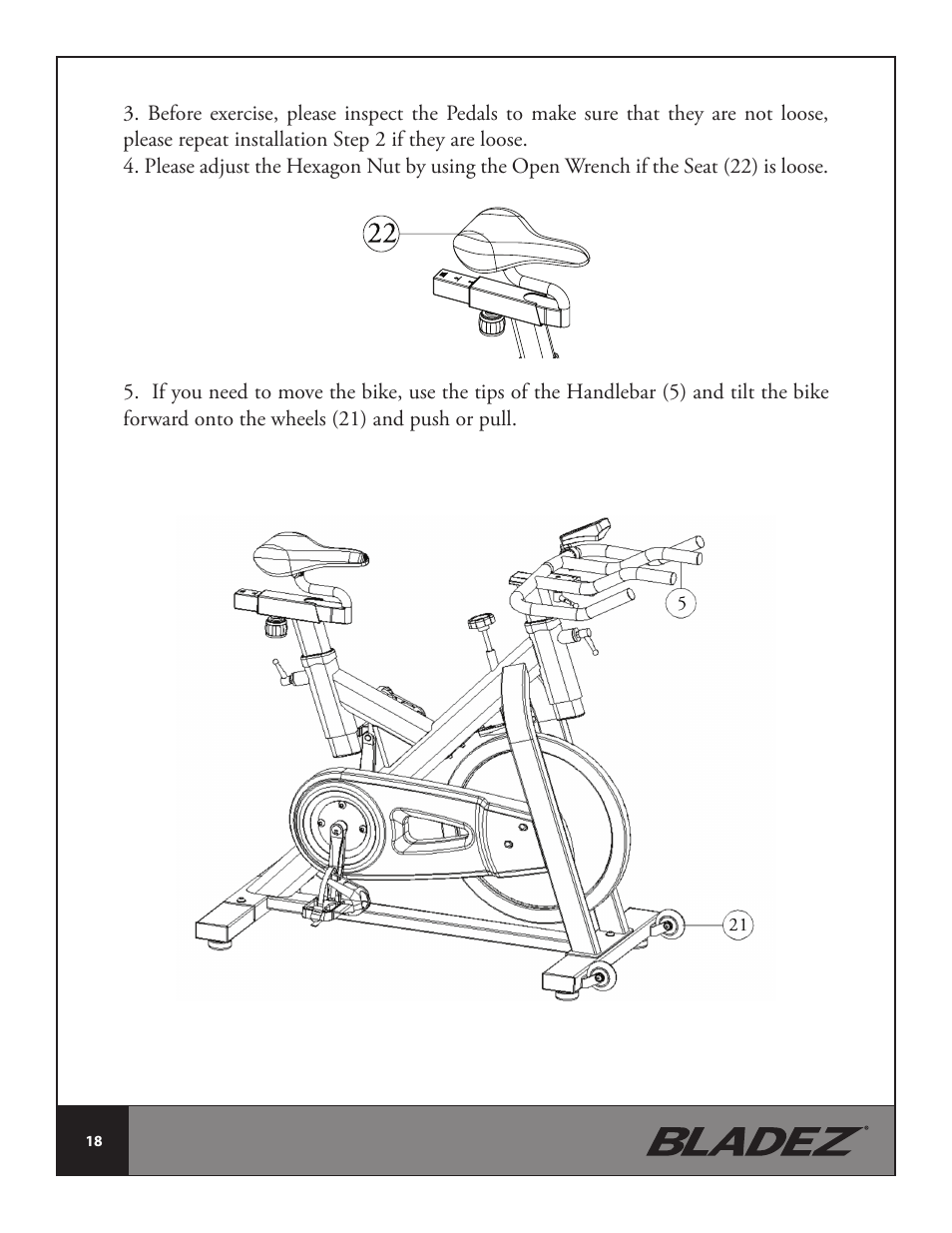 Bladez Fitness Master GS Indoor Cycle User Manual | Page 18 / 24