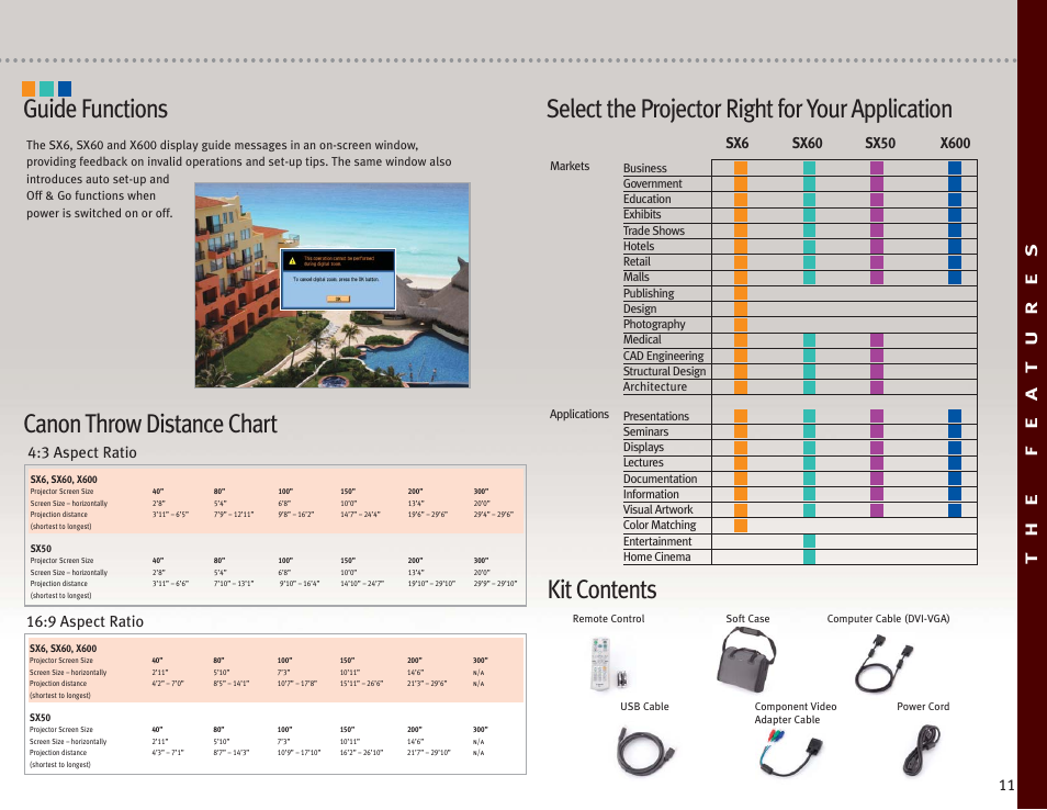 Select the projector right for your application, 3 aspect ratio 16:9 aspect ratio | Canon Projectors User Manual | Page 11 / 12