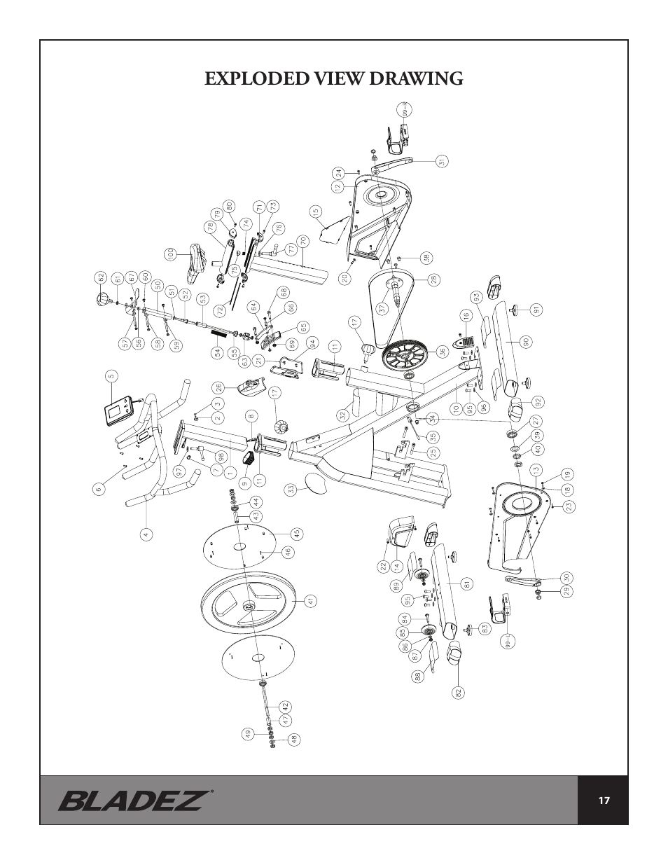 Exploded view drawing | Bladez Fitness Synchro GS Indoor Cycle User Manual | Page 17 / 24