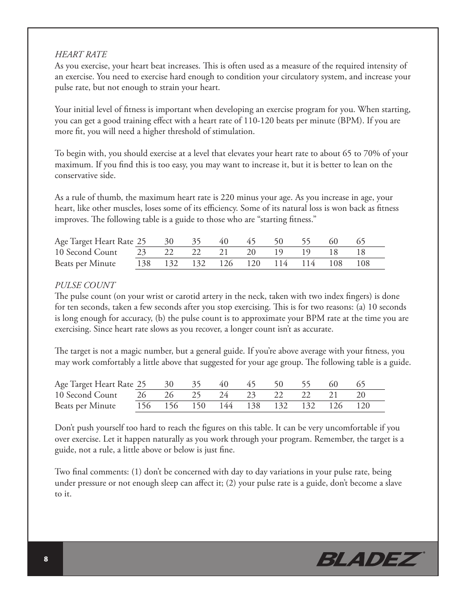Bladez Fitness Synchro GS Indoor Cycle User Manual | Page 8 / 24