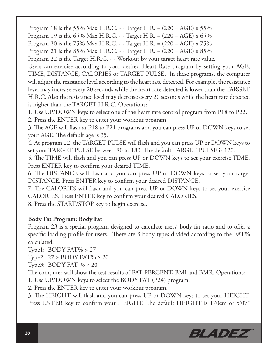 Bladez Fitness R300 Recumbent Bike User Manual | Page 30 / 36