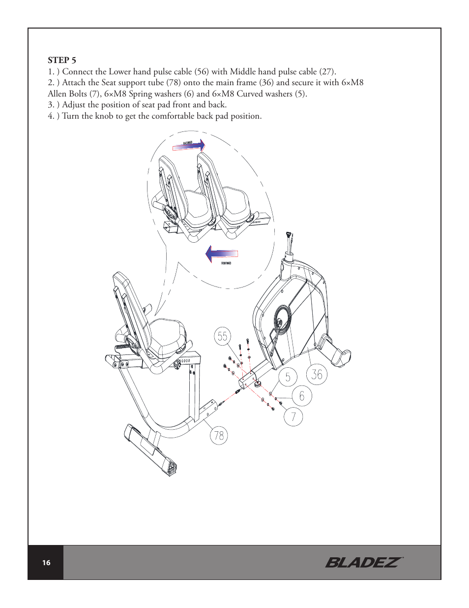 Bladez Fitness R400 Recumbent Bike User Manual | Page 16 / 36