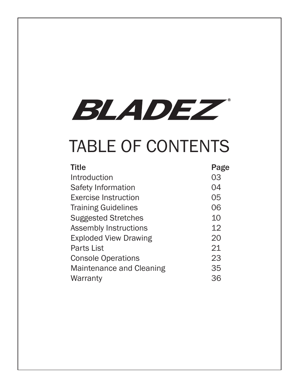 Bladez Fitness R400 Recumbent Bike User Manual | Page 2 / 36