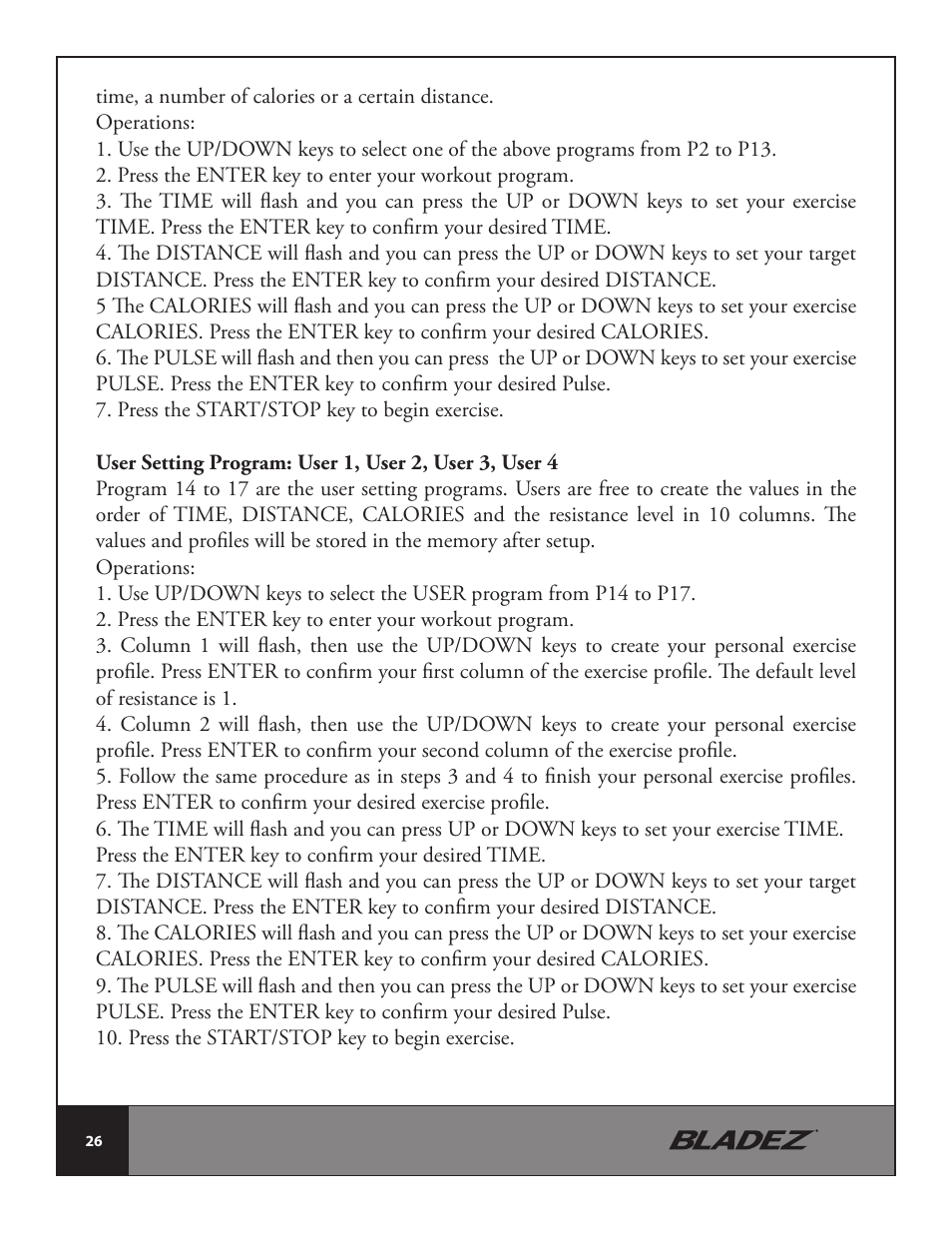 Bladez Fitness U400 Upright Bike User Manual | Page 26 / 33