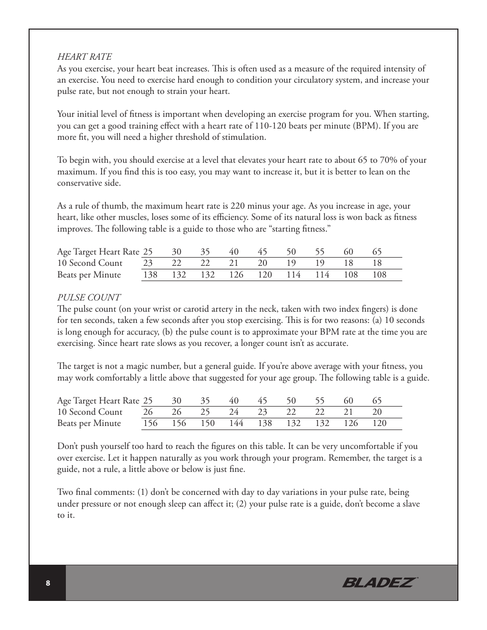 Bladez Fitness U400 Upright Bike User Manual | Page 8 / 33