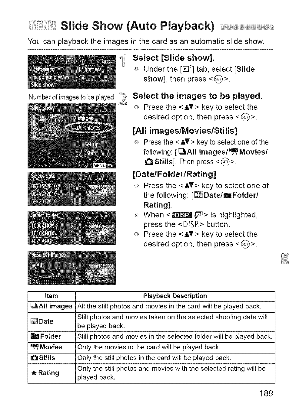 Slide show (auto playback), Liicsi i'b | Canon EOS 1100 D User Manual | Page 100 / 112