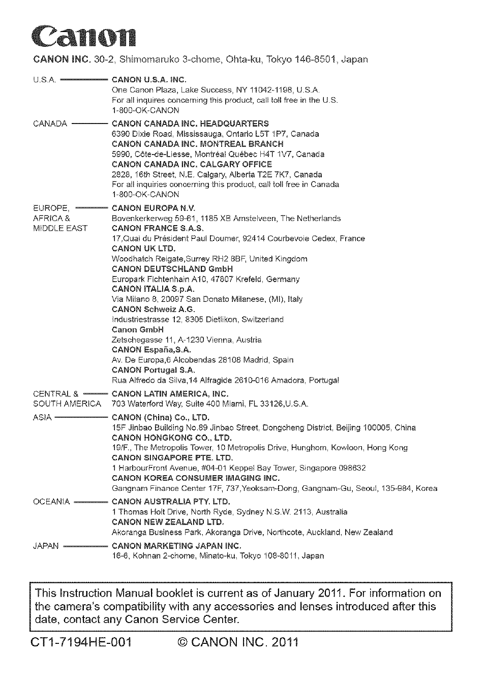 Canon | Canon EOS 1100 D User Manual | Page 112 / 112