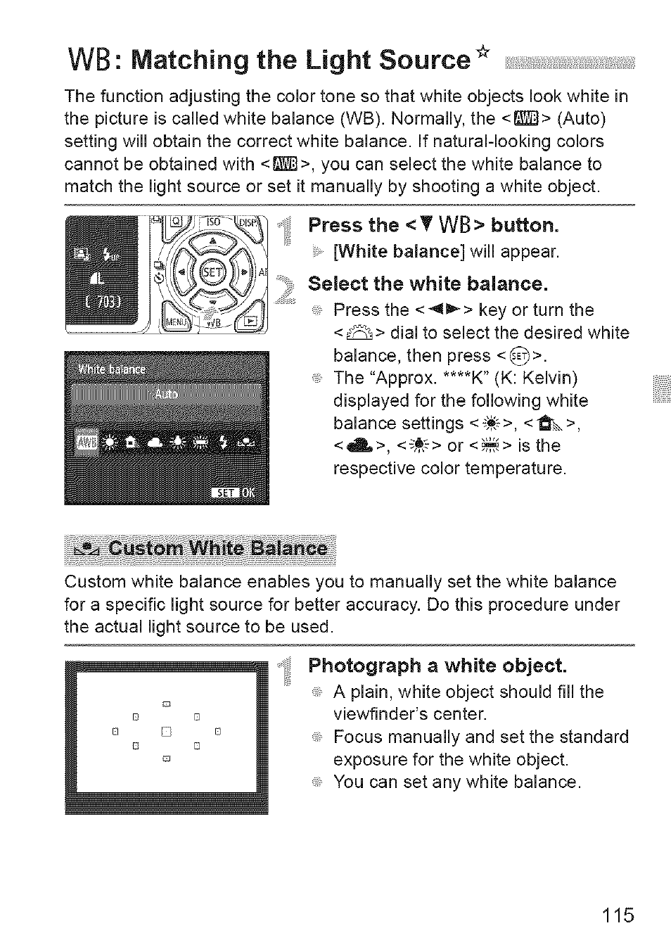 Wb: matching the light source | Canon EOS 1100 D User Manual | Page 26 / 112