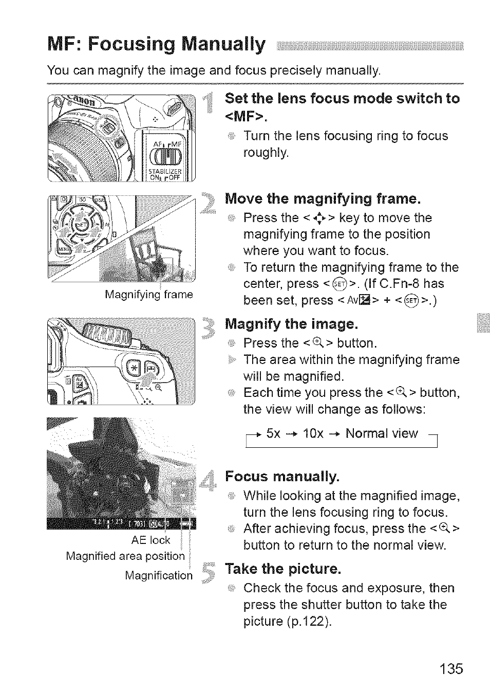 Mf: focusing manually | Canon EOS 1100 D User Manual | Page 46 / 112