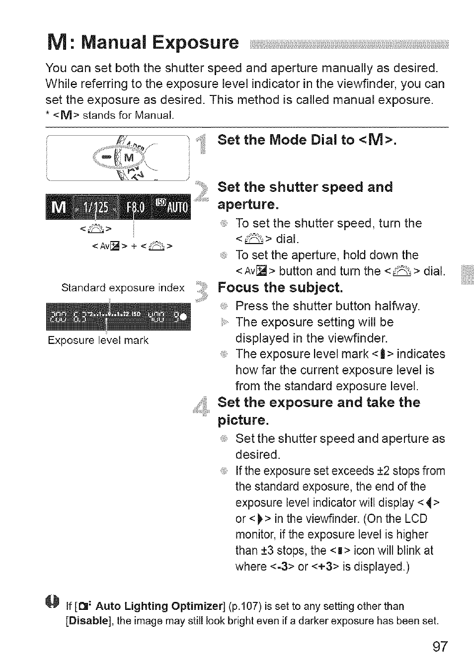 M: manual exposure | Canon EOS 1100 D User Manual | Page 8 / 112