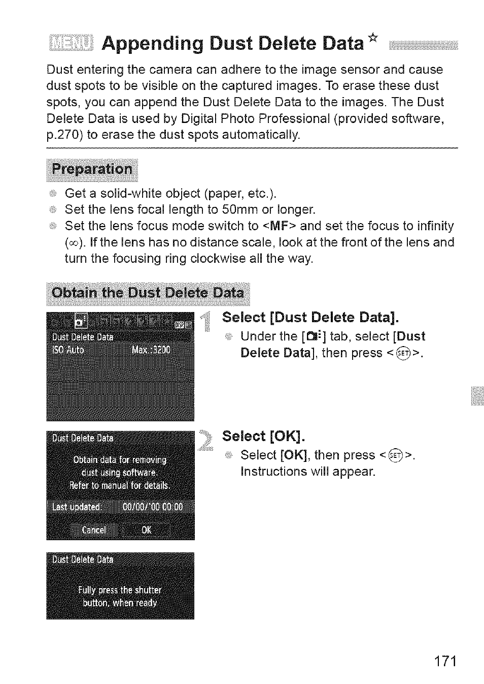 Appending dust delete data | Canon EOS 1100 D User Manual | Page 82 / 112