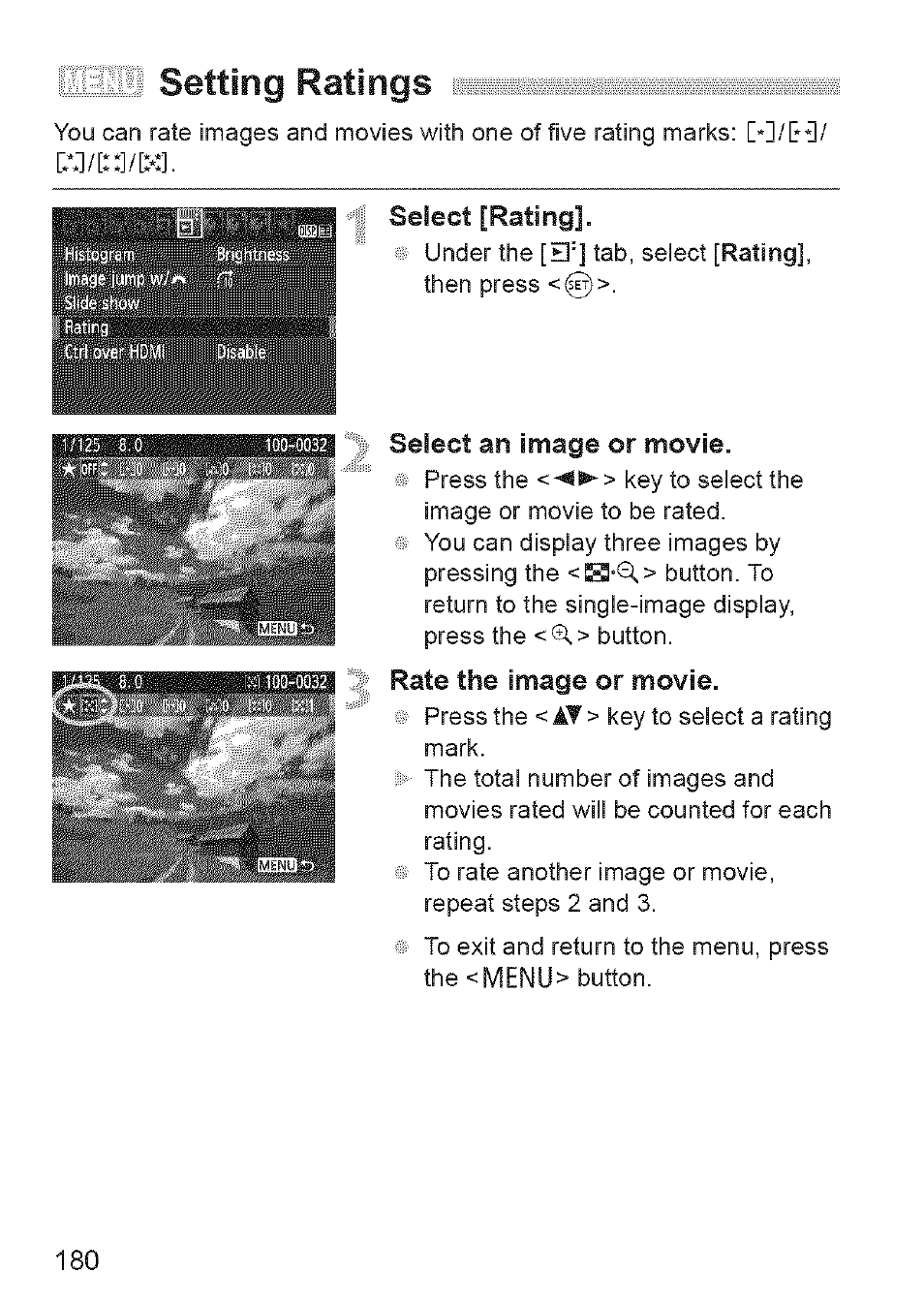 Setting ratings, Ra/[:a/[:*a | Canon EOS 1100 D User Manual | Page 91 / 112