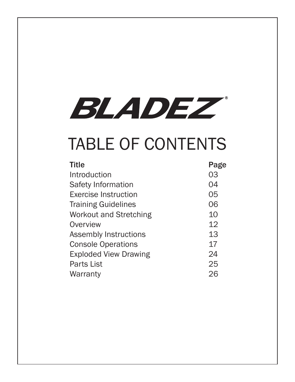 Bladez Fitness Cascade Rower User Manual | Page 2 / 26