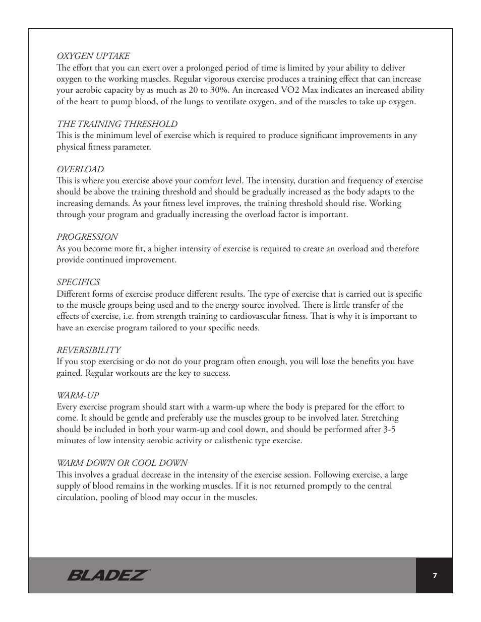 Bladez Fitness Cascade Rower User Manual | Page 7 / 26