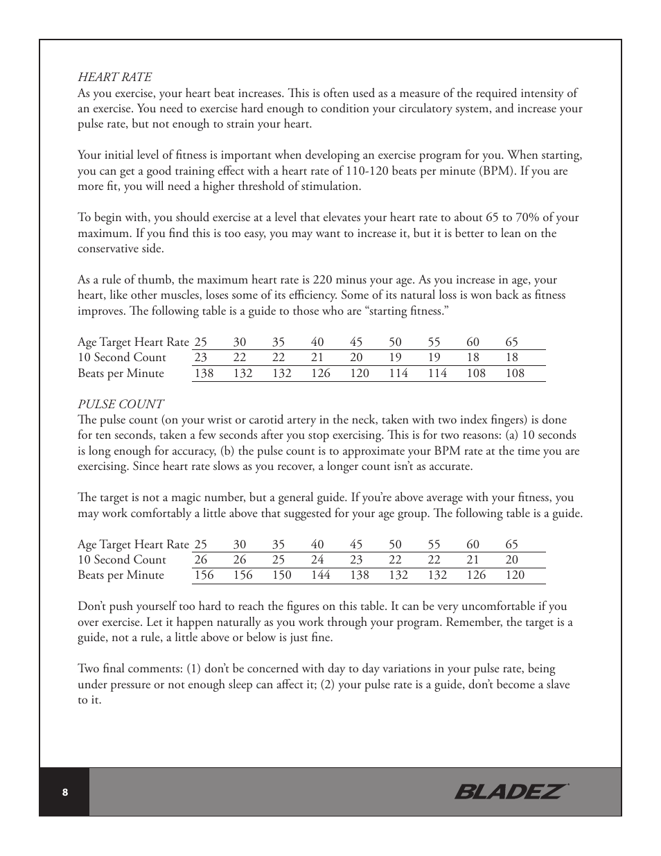 Bladez Fitness Cascade Rower User Manual | Page 8 / 26