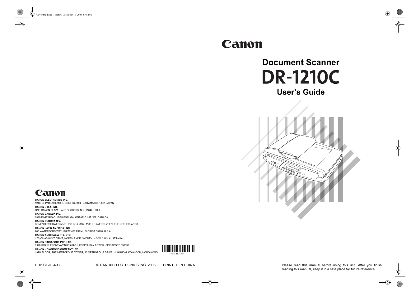 Canon DR-1210C User Manual | 98 pages