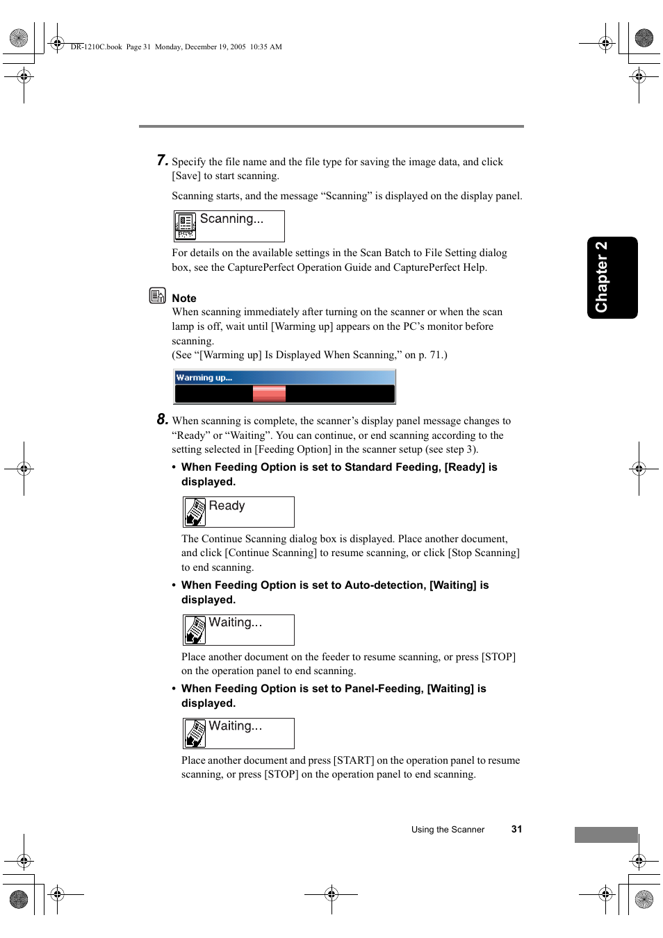 Chapter 2 7 | Canon DR-1210C User Manual | Page 35 / 98