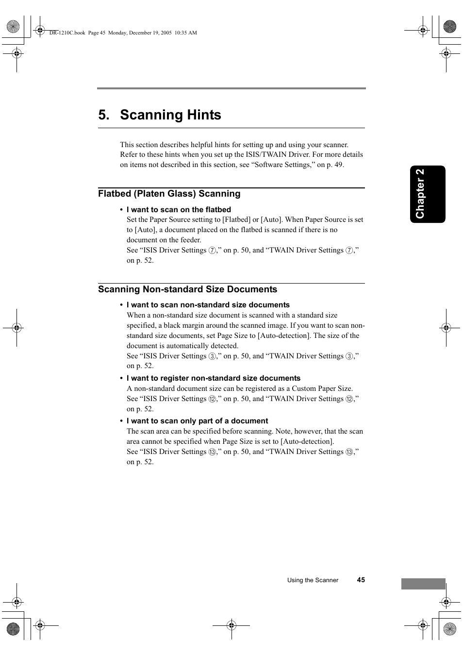 Scanning hints, Chapter 2 | Canon DR-1210C User Manual | Page 49 / 98