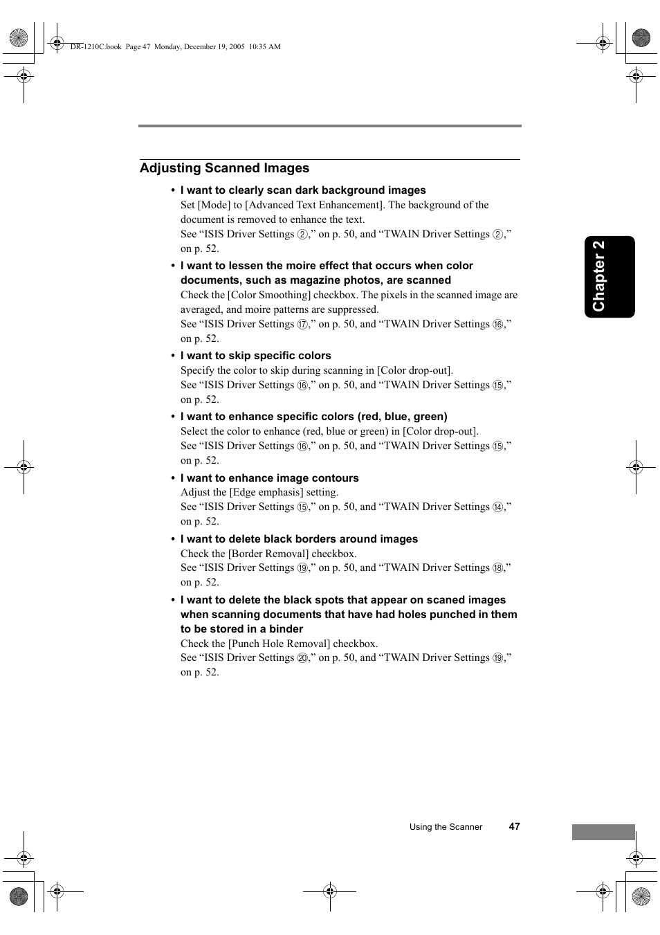 Chapter 2, Adjusting scanned images | Canon DR-1210C User Manual | Page 51 / 98