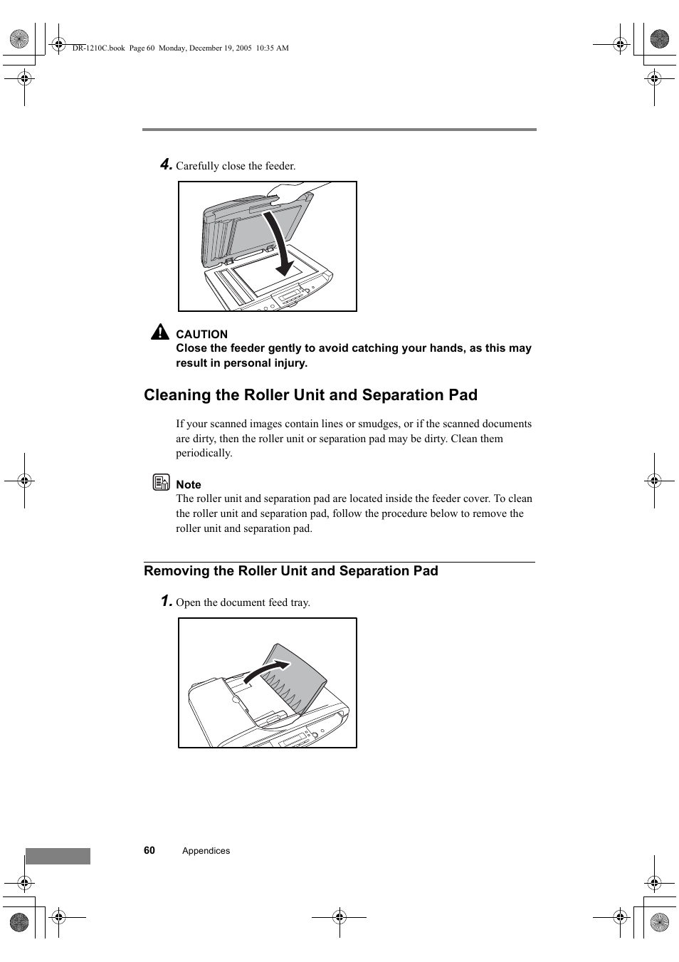 Cleaning the roller unit and separation pad | Canon DR-1210C User Manual | Page 64 / 98