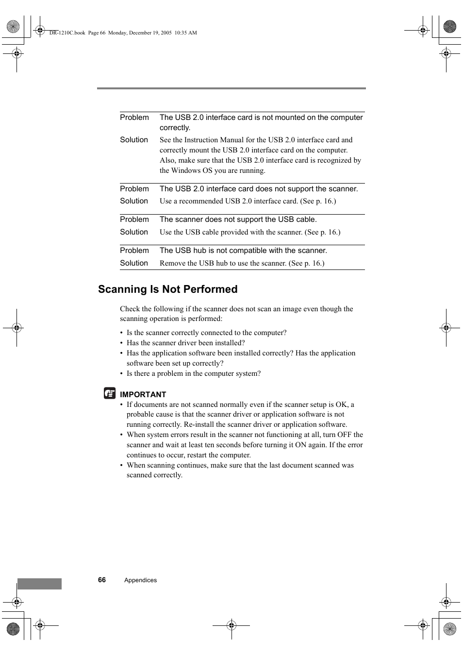 Scanning is not performed | Canon DR-1210C User Manual | Page 70 / 98