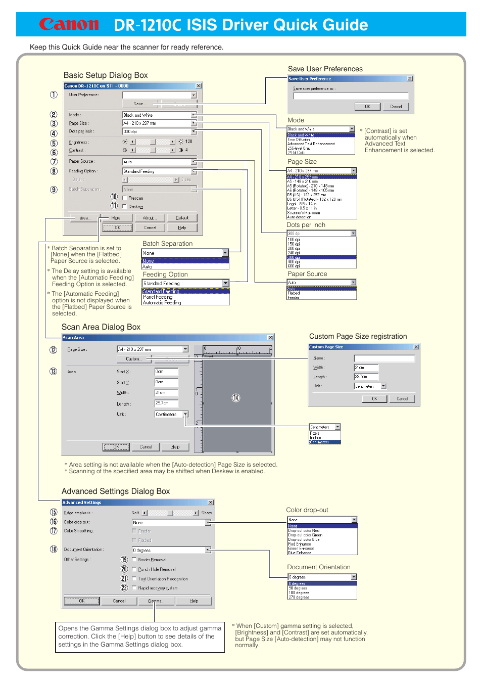 Quick guide (for printing), Isis driver, Isis driver quick guide | Canon DR-1210C User Manual | Page 93 / 98