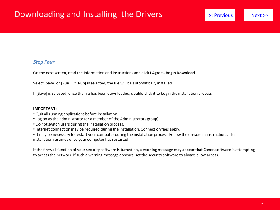 Downloading and installing the drivers | Canon Installing Multifunction PIXMA MX340 User Manual | Page 7 / 11