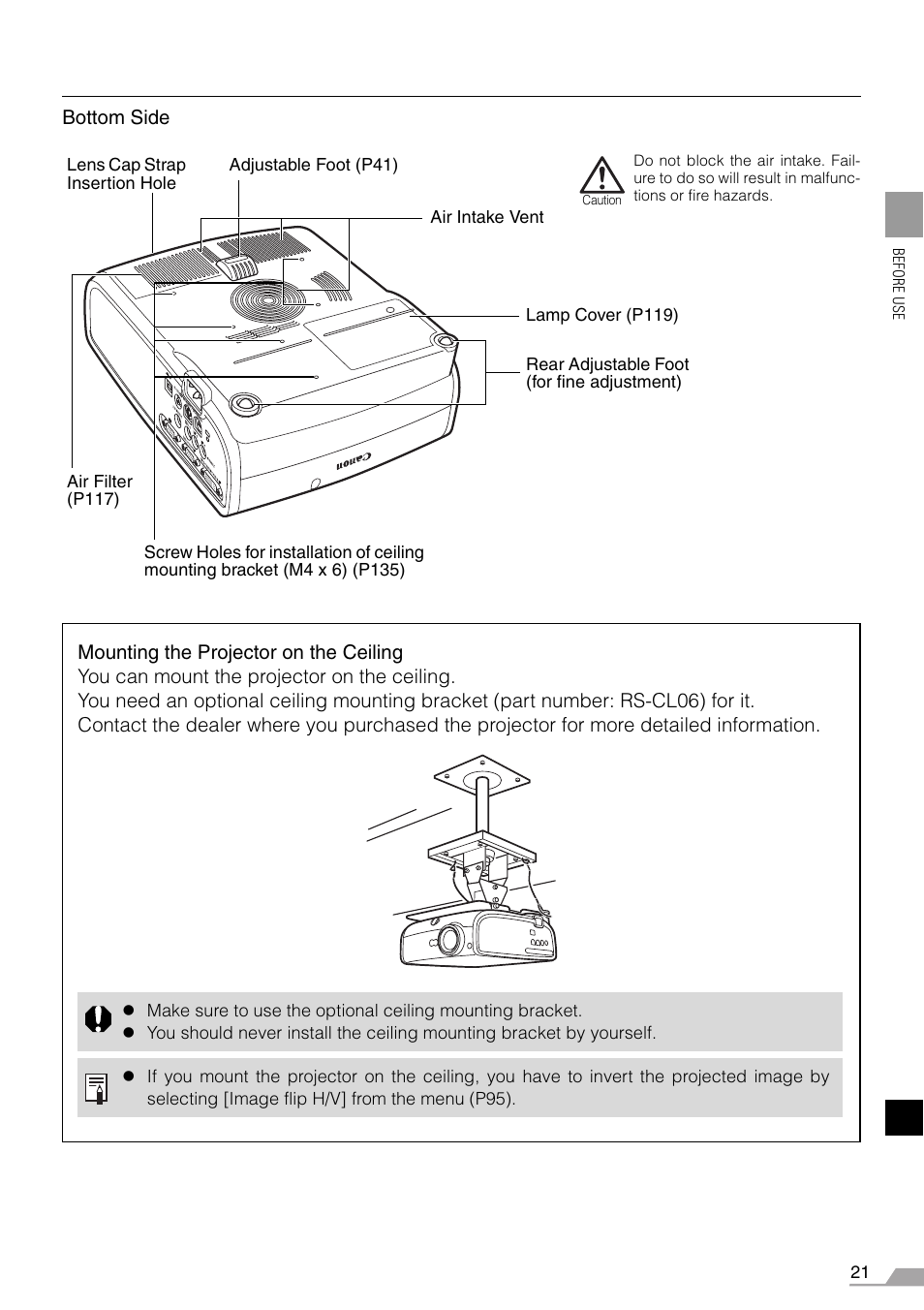 Canon REALiS X700 User Manual | Page 21 / 141